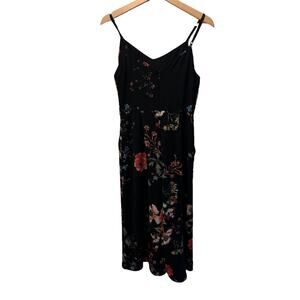 Evereve Allison Joy Slip Jumpsuit Mid Length Floral Cottagecore Flirty Sz XS